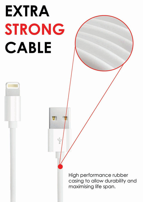 iPhone 7 6 Plus Sync & Charge Data USB Lightning Cable 10 CM 1M 2M 3M - TradeNRG UK